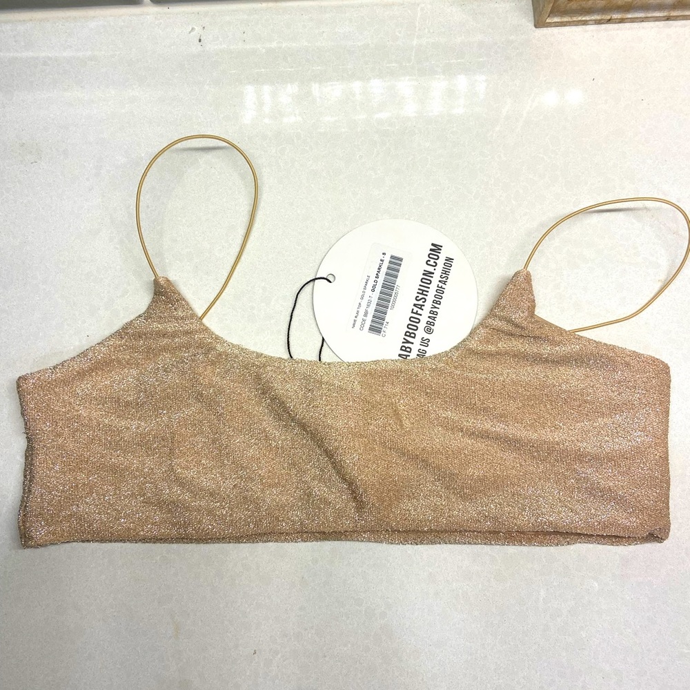 Babyboo Fashion Gold Shimmer Top/Bra - Size Small